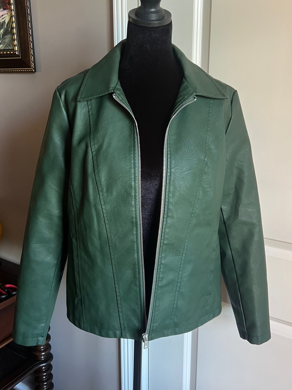 Baccini Forest Green Faux Leather Jacket